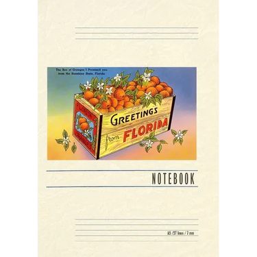Vintage Lined Notebook Greetings from Florida, Orange Crate