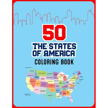 50 The States of America Coloring Book: 50 State Maps with Capitals and Symbols like Motto Bird Mammal Flower Insect Butterfly or Fruit Perfect Easy T