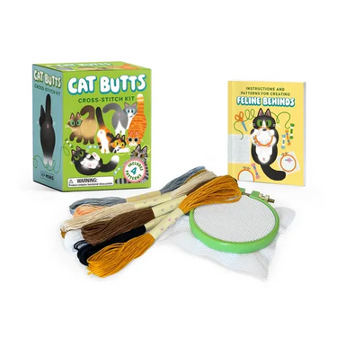 Cat Butts Cross-Stitch Kit: Includes 4 Patterns