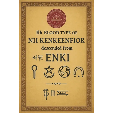 Rh Blood Type of Nii Kenkeenfior Descended from Enki