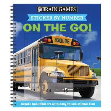 Brain Games - Sticker by Number: On the Go (Easy - Square Stickers): Create Beautiful Art with Easy to Use Sticker Fun!