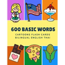600 Basic Words Cartoons Flash Cards Bilingual English Thai: Easy learning baby first book with card games like ABC alphabet Numbers Animals to practi