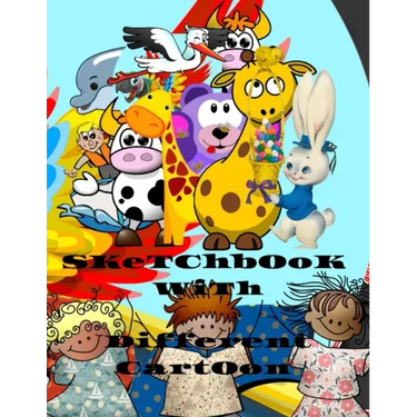 sketchbook with different cartoon: 8.5x11 inch 50 pages Drwing book Contains various graphics and extra white page for creativity in drawing different