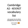 Cambridge A2 - KEY/KET vocabulary list (versión española)
