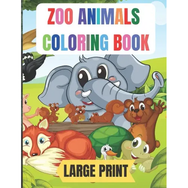 large print zoo animals coloring book: 50 Amazing coloring pages with thick lines, very easy for beginners- 8.5*11 inche large papers