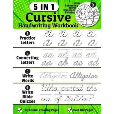 Cursive Handwriting Workbook: 5-in-1 Cursive Handwriting Practice Books Beginning to Master For Kids: Tracing Letters, Connecting Cursive Letters, W