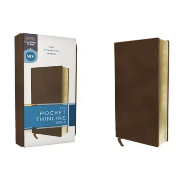 Niv, Pocket Thinline Bible, Leathersoft, Brown, Red Letter, Comfort Print