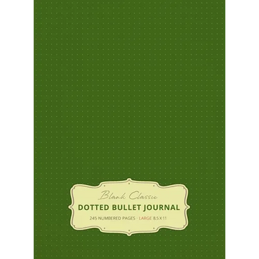 Large 8.5 x 11 Dotted Bullet Journal (Moss Green #14) Hardcover - 245 Numbered Pages