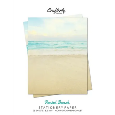 Pastel Beach Stationery Paper: Aesthetic Letter Writing Paper for Home, Office, Letterhead Design, 25 Sheets