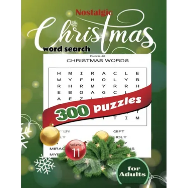 Nostalgic christmas word search 300 puzzles for Adults Volume 11: 229 large print christmas word search puzzles book with solutions Great mind and bra