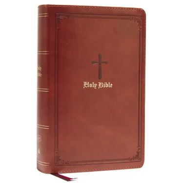 KJV Holy Bible: Large Print Single-Column with 43,000 End-Of-Verse Cross References, Brown Leathersoft, Personal Size, Red Letter, Comfort Print: King