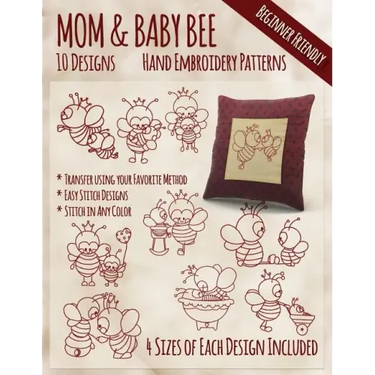 Mother and Baby Bee Hand Embroidery Patterns