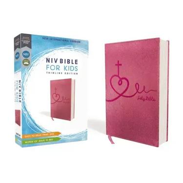 Niv, Bible for Kids, Leathersoft, Pink, Red Letter, Comfort Print: Thinline Edition
