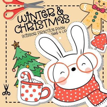 Winter and Christmas Scissor Practice Book age 4 up: Kids Coloring Book and Scissor Practice Book - Scissor Practice Kindergarten Preschool Kids - lea