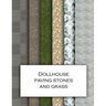 Dollhouse Paving Stones And Grass: Ground textured wallpaper for decorating gardens for doll's houses and model buildings. Beautiful sets of papers fo
