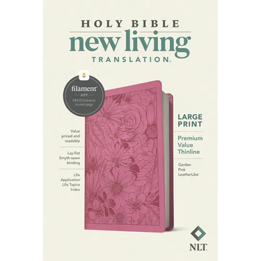 NLT Large Print Premium Value Thinline Bible, Filament Enabled (Leatherlike, Garden Pink)