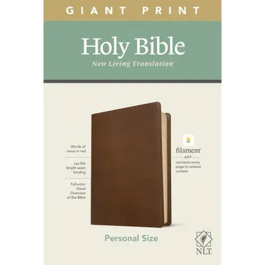 NLT Personal Size Giant Print Bible, Filament Enabled Edition (Red Letter, Leatherlike, Rustic Brown)