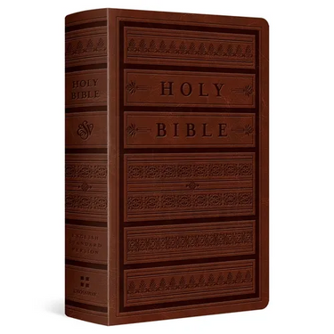 ESV Giant Print Personal Size Bible, Red Letter (Trutone, Brown, Engraved Mantel Design)