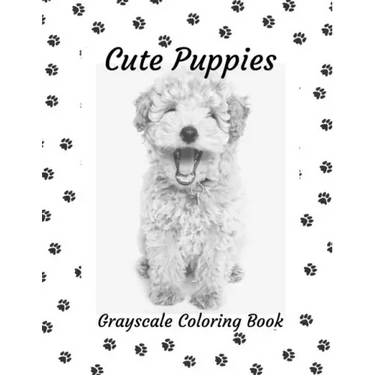 Cute Puppies: Grayscale Coloring Book