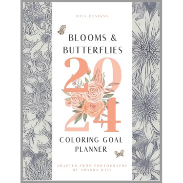 Blooms and Butterflies Fine Line Coloring Book Goal Planner