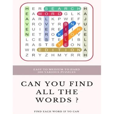 Easy to Medium to Hard 100 Various Puzzles Can You Find All the Words ? Find Each Word If Yo Can: Word Search Puzzle Book for Adults, large print word
