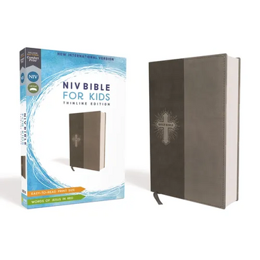 Niv, Bible for Kids, Leathersoft, Gray, Red Letter, Comfort Print: Thinline Edition