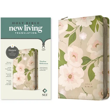 NLT Thinline Reference Zipper Bible, Filament Enabled (Leatherlike, Tender Blossom Taupe, Red Letter)