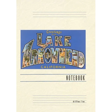 Vintage Lined Notebook Greetings from Lake Arrowhead, California