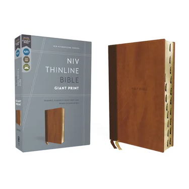 Niv, Thinline Bible, Giant Print, Leathersoft, Brown, Red Letter, Thumb Indexed, Comfort Print