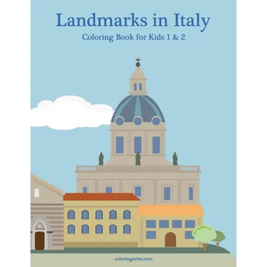 Landmarks in Italy Coloring Book for Kids 1 & 2