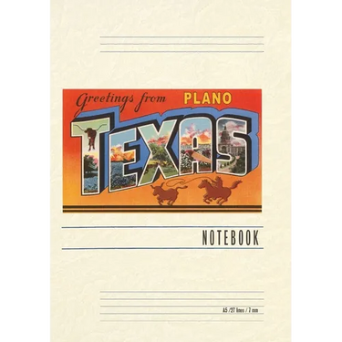 Vintage Lined Notebook Greetings from Plano, Texas