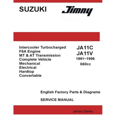 Suzuki Jimny JA11C JA11V 660cc English Factory Parts Manual 1991-1996