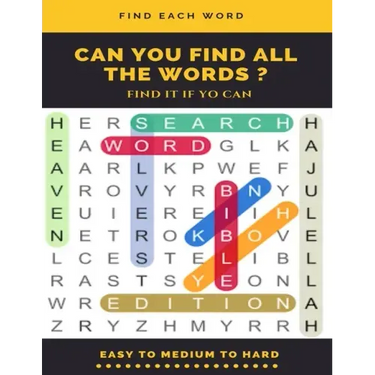 Find Each Word Can You Find All the Words ? Find It If Yo Can Easy to Medium to Hard: Word Search Puzzle Book for Adults, large print word search book