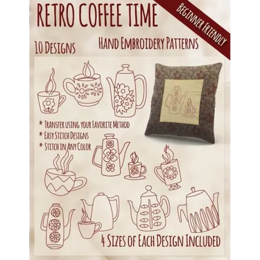Retro Coffee Time Hand Embroidery Patterns