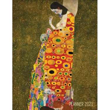 Gustav Klimt Weekly Planner 2021: Hope II Artistic Art Nouveau Daily Scheduler With January - December Year Calendar (12 Months) Beautiful Artsy Yello