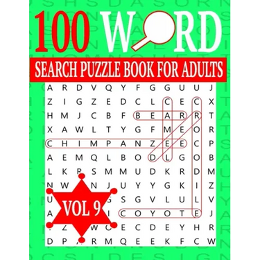 100 Word Search Puzzle Book For Adults: Word Search Puzzles for Adults and Seniors 8.5 x 0.58 x 11 inches Vol 9