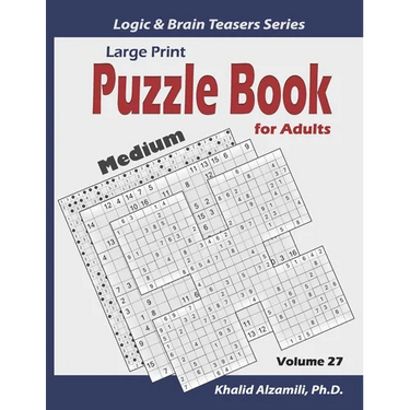 Large Print: Puzzle Book for Adults: 100 Medium Variety Puzzles (Samurai Sudoku, Kakuro, Minesweeper, Hitori and Sudoku 16x16)