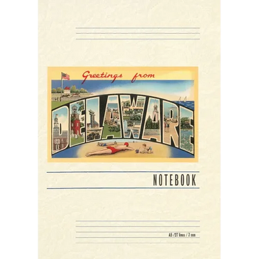 Vintage Lined Notebook Greetings from Delaware