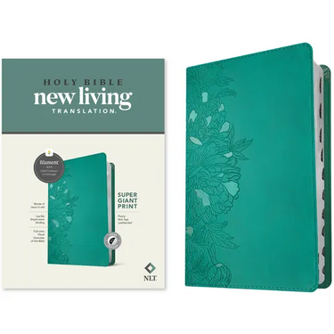 NLT Super Giant Print Bible, Filament Enabled (Leatherlike, Peony Rich Teal, Indexed, Red Letter)
