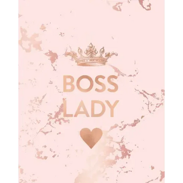 Boss Lady: Inspirational Quote Notebook, Trendy Pink Marble and Rose Gold - 8 x 10, 120 Wide Ruled Pages