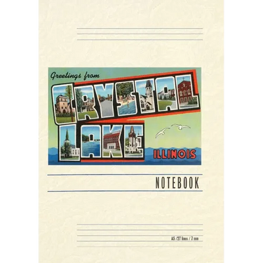 Vintage Lined Notebook Greetings from Crystal Lake, Illinois