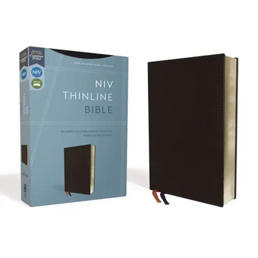 NIV, Thinline Bible, Bonded Leather, Black, Red Letter Edition
