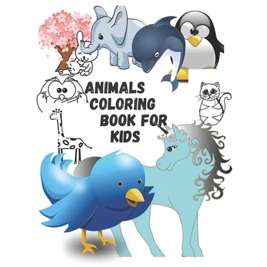 animals coloring book for kids: coloring book for kids ages 4-6 with black lined 60 pages 6x9inshes