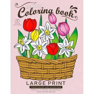 Senior Coloring book: Large Print Adults Coloring Book Flowers and Mandala Stress Relieving Unique Design