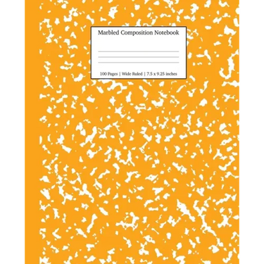 Marbled Composition Notebook: Orange Marble Wide Ruled Paper Subject Book