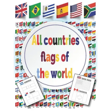All Countries Flags of The World: Coloring Book - With color guides - Flags Around the world