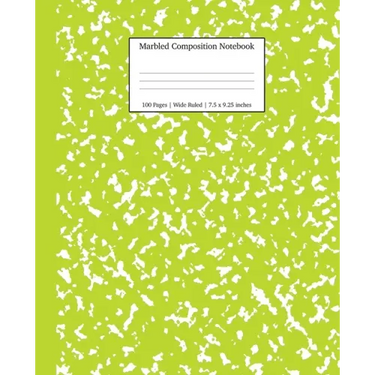 Marbled Composition Notebook: Green Marble Wide Ruled Paper Subject Book