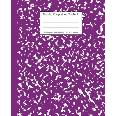 Marbled Composition Notebook: Purple Marble Wide Ruled Paper Subject Book