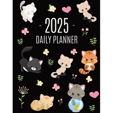 Cats Daily Planner 2025: Make 2025 a Meowy Year! Cute Kitten Year Organizer: January-December (12 Months)