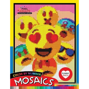 Funny Emoji Mosaic: Pixel Adults Coloring Books Color by Number